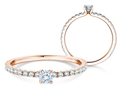 Verlovingsring Classic 4 Pavé in 14K roségoud met diamanten 0,46ct G/SI