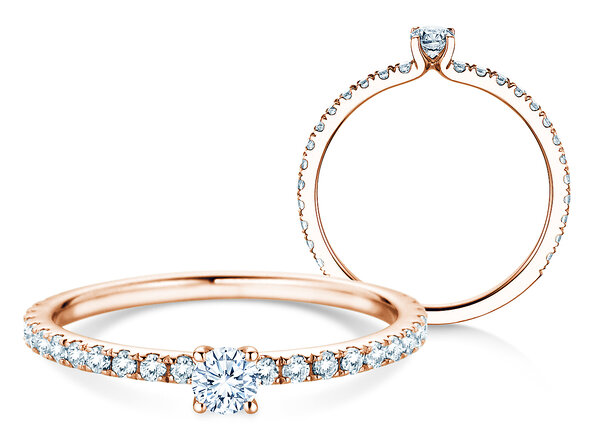 Verlovingsring Classic 4 Pavé in 14K roségoud met diamanten 0,51ct G/SI