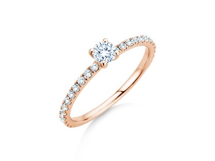 Verlovingsring Classic 4 Pavé in 18K roségoud met Lab-grown diamanten 0,56ct E/VS