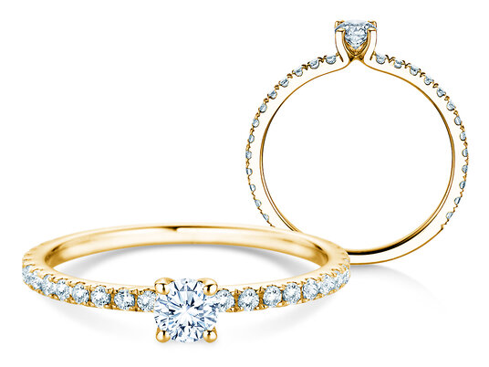 Verlovingsring Classic 4 Pavé in 9K geelgoud met Lab-grown diamanten 0,56ct E/VS
