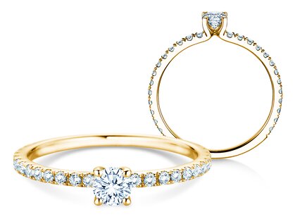 Verlovingsring Classic 4 Pavé in 9K geelgoud met Lab-grown diamanten 0,56ct E/VS