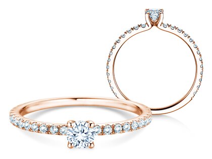 Verlovingsring Classic 4 Pavé in 18K roségoud met Lab-grown diamanten 0,56ct E/VS