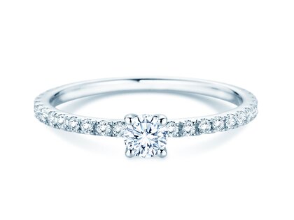 Verlovingsring Classic 4 Pavé in 14K witgoud met Lab-grown diamanten 0,56ct E/VS