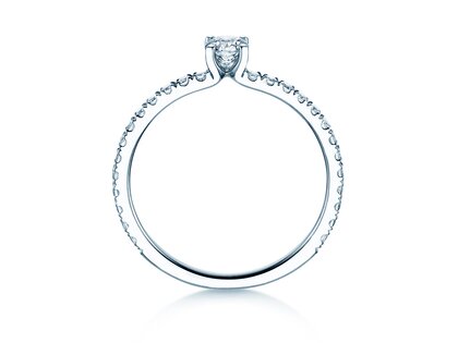 Verlovingsring Classic 4 Pavé in 14K witgoud met Lab-grown diamanten 0,56ct E/VS