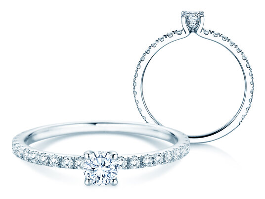 Verlovingsring Classic 4 Pavé in 9K witgoud met diamanten 0,56ct G/SI