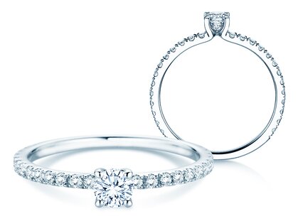 Verlovingsring Classic 4 Pavé in 9K witgoud met Lab-grown diamanten 0,56ct E/VS