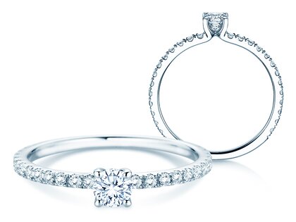 Verlovingsring Classic 4 Pavé in 14K witgoud met Lab-grown diamanten 0,56ct E/VS