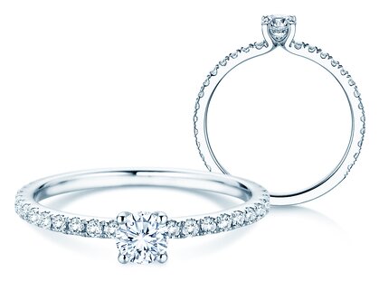 Verlovingsring Classic 4 Pavé in platina 950/- met diamanten 0,61ct G/SI