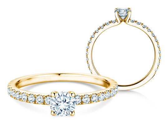 Verlovingsring Classic 4 Pavé in 14K geelgoud met diamanten 0,77ct G/SI