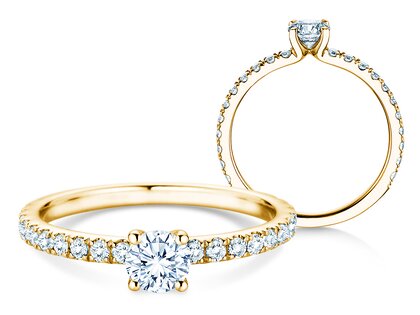 Verlovingsring Classic 4 Pavé in 14K geelgoud met diamanten 0,77ct G/SI