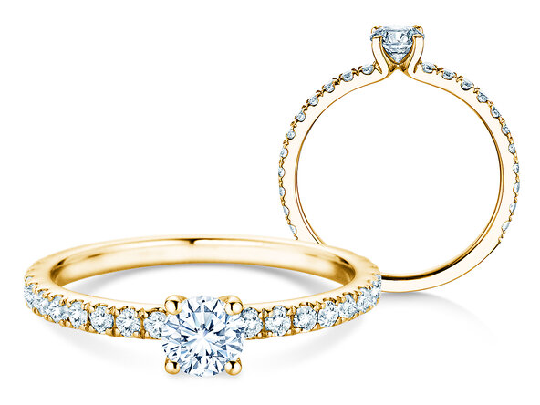 Verlovingsring Classic 4 Pavé in 14K geelgoud met diamanten 0,77ct G/SI