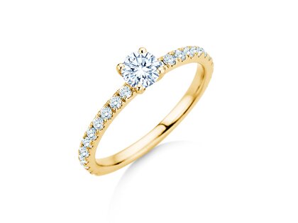 Verlovingsring Classic 4 Pavé in 14K geelgoud met diamanten 0,77ct G/SI