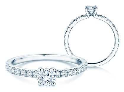 Verlovingsring Classic 4 Pavé in 14K witgoud met diamanten 0,77ct G/SI