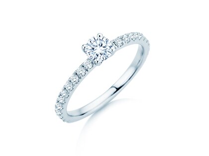 Verlovingsring Classic 4 Pavé in 14K witgoud met diamanten 0,77ct G/SI