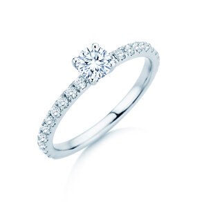 Verlovingsring Classic 4 Pavé in 14K witgoud met diamanten 0,77ct G/SI