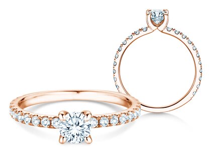 Verlovingsring Classic 4 Pavé in 18K roségoud met Lab-grown diamanten 0,87ct E/VS