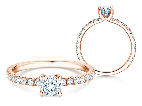 Verlovingsring Classic 4 Pavé in 18K roségoud met Lab-grown diamanten 0,87ct E/VS