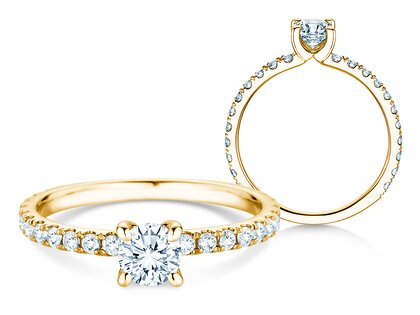 Verlovingsring Classic 4 Pavé in 18K geelgoud met Lab-grown diamanten 0,87ct E/VS