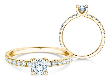 Verlovingsring Classic 4 Pavé in 9K geelgoud met Lab-grown diamanten 0,87ct E/VS