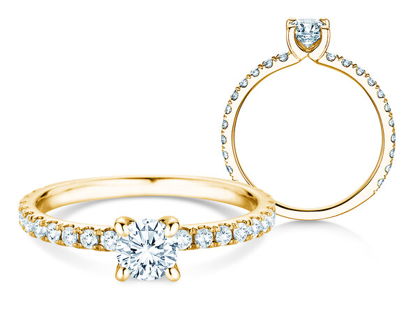 Verlovingsring Classic 4 Pavé in 18K geelgoud met Lab-grown diamanten 0,87ct E/VS