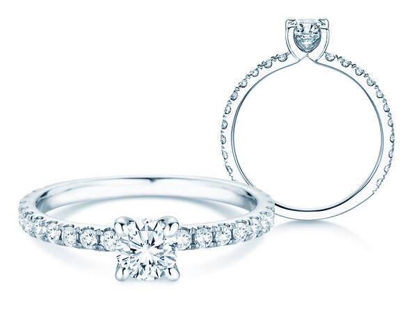 Verlovingsring Classic 4 Pavé in 14K witgoud met Lab-grown diamanten 0,87ct E/VS