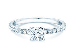 Verlovingsring Classic 4 Pavé in 14K witgoud met Lab-grown diamanten 0,87ct E/VS