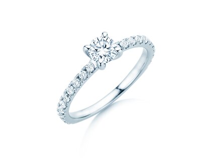 Verlovingsring Classic 4 Pavé in 14K witgoud met Lab-grown diamanten 0,87ct E/VS