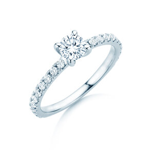 Verlovingsring Classic 4 Pavé in 14K witgoud met Lab-grown diamanten 0,87ct E/VS