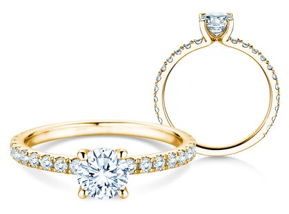 Verlovingsring Classic 4 Pavé in 18K geelgoud met Lab-grown diamanten 1,19ct E/VS