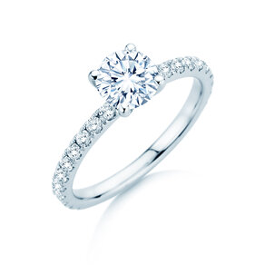 Verlovingsring Classic 4 Pavé in 14K witgoud met Lab-grown diamanten 1,44ct E/VS