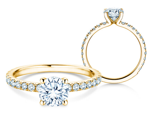 Verlovingsring Classic 4 Pavé in 14K geelgoud met Lab-grown diamanten 1,44ct E/VS