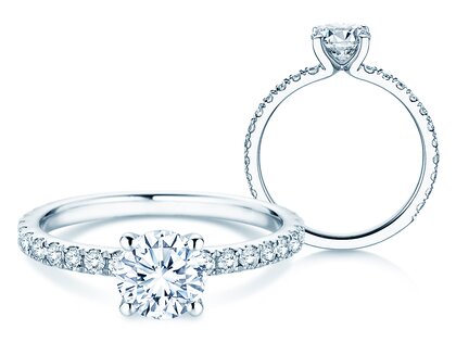 Verlovingsring Classic 4 Pavé in 14K witgoud met Lab-grown diamanten 1,44ct E/VS