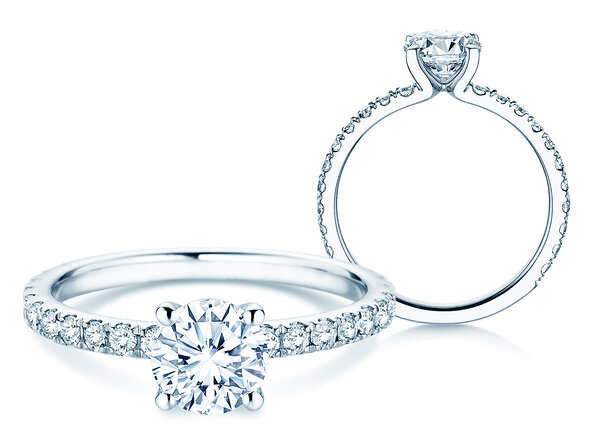Verlovingsring Classic 4 Pavé in 14K witgoud met Lab-grown diamanten 1,44ct E/VS