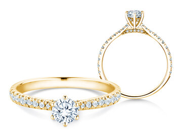 Verlovingsring Classic 6 Hidden Halo Pavé in 9K witgoud met diamanten 0,89ct G/SI