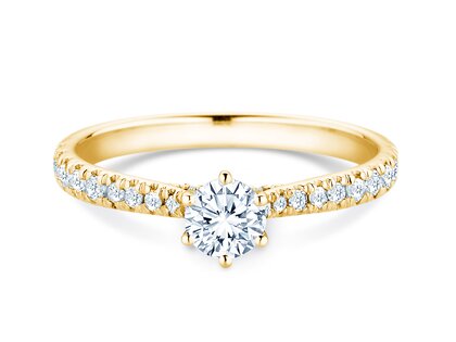 Verlovingsring Classic 6 Hidden Halo Pavé in 14K geelgoud met diamanten 0,55ct G/SI