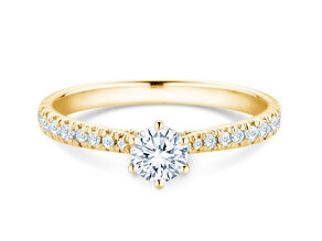 Verlovingsring Classic 6 Hidden Halo Pavé in 14K geelgoud met diamanten 0,55ct G/SI