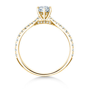 Verlovingsring Classic 6 Hidden Halo Pavé in 14K geelgoud met diamanten 0,55ct G/SI