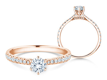 Verlovingsring Classic 6 Hidden Halo Pavé in roségoud