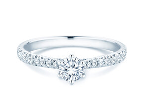 Verlovingsring Classic 6 Hidden Halo Pavé in 9K witgoud met diamanten 0,55ct G/SI