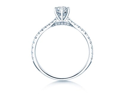 Verlovingsring Classic 6 Hidden Halo Pavé in 9K witgoud met diamanten 0,55ct G/SI