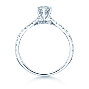 Verlovingsring Classic 6 Hidden Halo Pavé in 9K witgoud met diamanten 0,55ct G/SI
