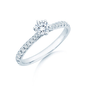Verlovingsring Classic 6 Hidden Halo Pavé in 9K witgoud met diamanten 0,55ct G/SI