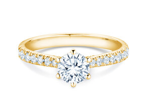 Verlovingsring Classic 6 Hidden Halo Pavé in 9K geelgoud met diamanten 1,52ct G/SI