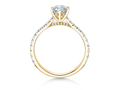 Verlovingsring Classic 6 Hidden Halo Pavé in 9K geelgoud met diamanten 1,52ct G/SI