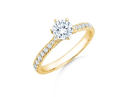 Verlovingsring Classic 6 Hidden Halo Pavé in 9K geelgoud met diamanten 1,52ct G/SI