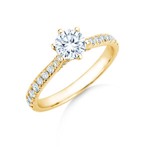 Verlovingsring Classic 6 Hidden Halo Pavé in 9K geelgoud met diamanten 1,52ct G/SI
