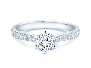 Verlovingsring Classic 6 Hidden Halo Pavé in 9K witgoud met diamanten 1,52ct G/SI