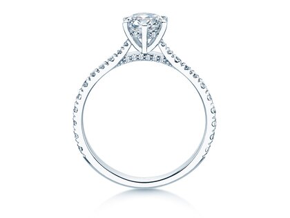 Verlovingsring Classic 6 Hidden Halo Pavé in 9K witgoud met diamanten 1,52ct G/SI