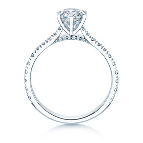 Verlovingsring Classic 6 Hidden Halo Pavé in 9K witgoud met diamanten 1,52ct G/SI