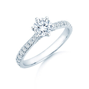 Verlovingsring Classic 6 Hidden Halo Pavé in 9K witgoud met diamanten 1,52ct G/SI